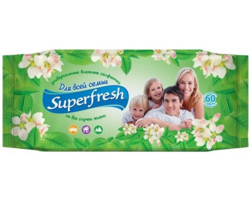 Влажные салфетки superfresh для всей семьи 60шт
