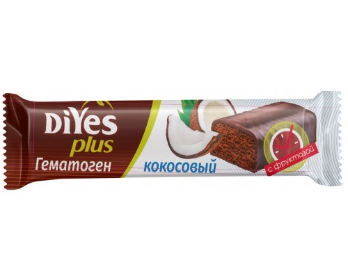 Гематоген ДиYES Кокосовый на фруктозе в шоколадной глазури 35 г