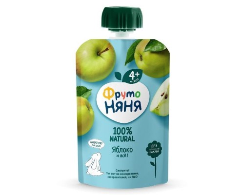 Фрутоняня пюре яблоко 4+ месяцев мягкая упаковка 90г