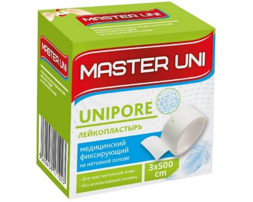 Лейкопластырь фиксирующий Master Uni Unipore 3*500 нетканая основа
