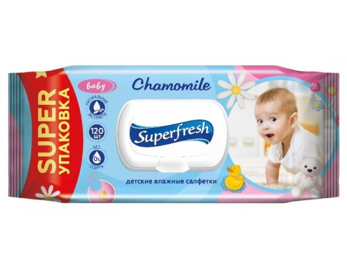 Влажные салфетки superfresh для детей и мам с клапаном 120шт