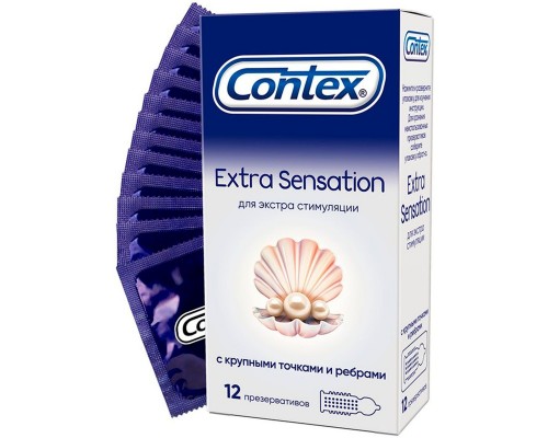 Презерватив Contex Extra Sensation с крупными точками и ребрами 12шт