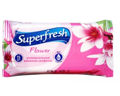 Влажные салфетки superfresh flower 15шт