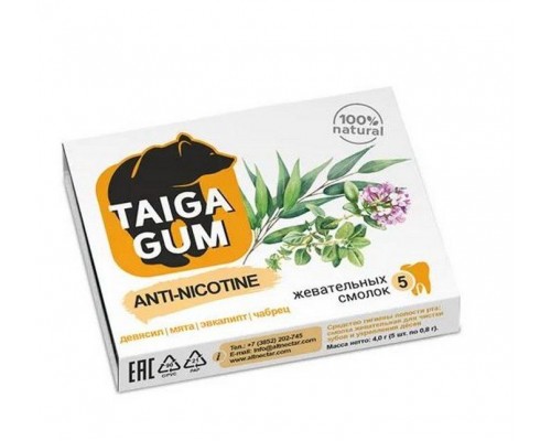 Смолка жевательная Taiga Gum против курения Алтайский нектар 5шт