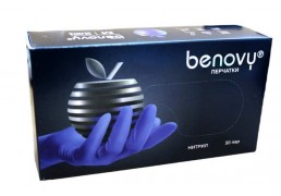 Перчатки Benovy нитриловые нестерильные неопудренные 50пар фиолетовый