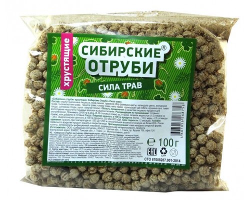 Хрустящие Сибирские сила Отруби пшеничные трав пакет 100гр