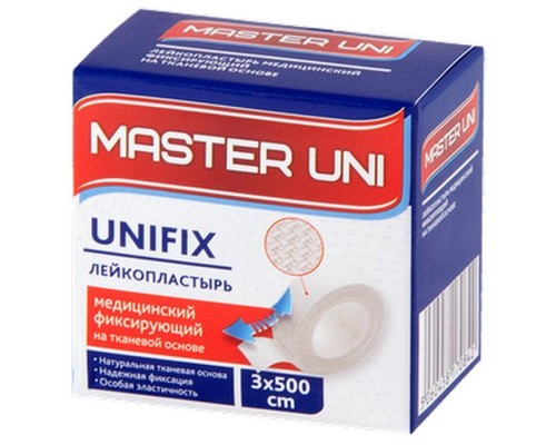 Лейкопластырь Master Uni Unifix 3*500 тканевая основа